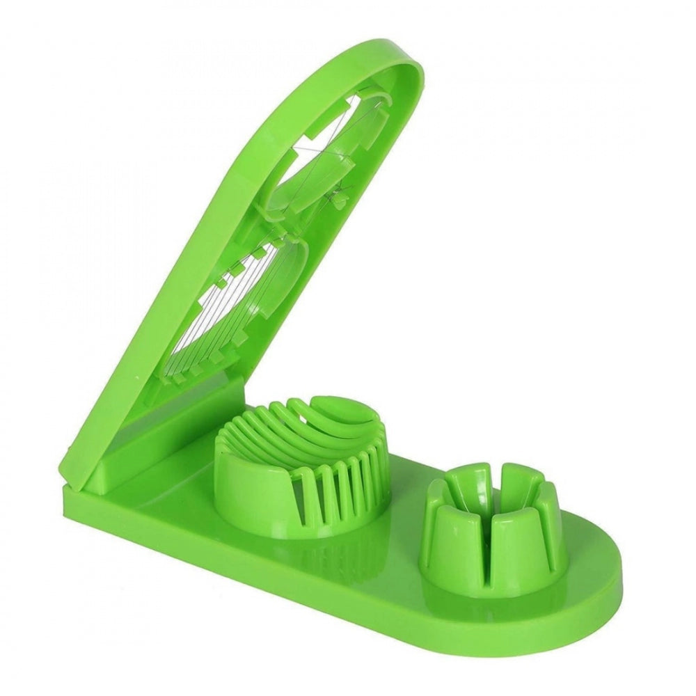 Pack of 2 2 In 1 Boiled Egg and Mushroom Slicer Cutter Chopper Plastic With Stainless Steel Wired (Assorted Color)