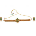Elegant Gold Plated Choker Set (Green, Free Size)