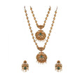 Elegant Double Line Temple Jewellery Set (Green, Free Size)