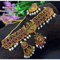 Elegant Brass Chain Necklace Set (Pink, Free Size)