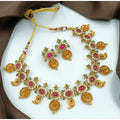 Gold Plated Traditional Necklace and Earrings Set (Multicolor, Free Size)