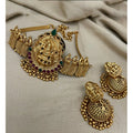 Traditional Temple Necklace and Earrings Set in Gold (Multicolor, Free Size) – Design 01