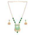 Rose Gold Plated Alloy Necklace & Earrings Set (Green) – Design 01
