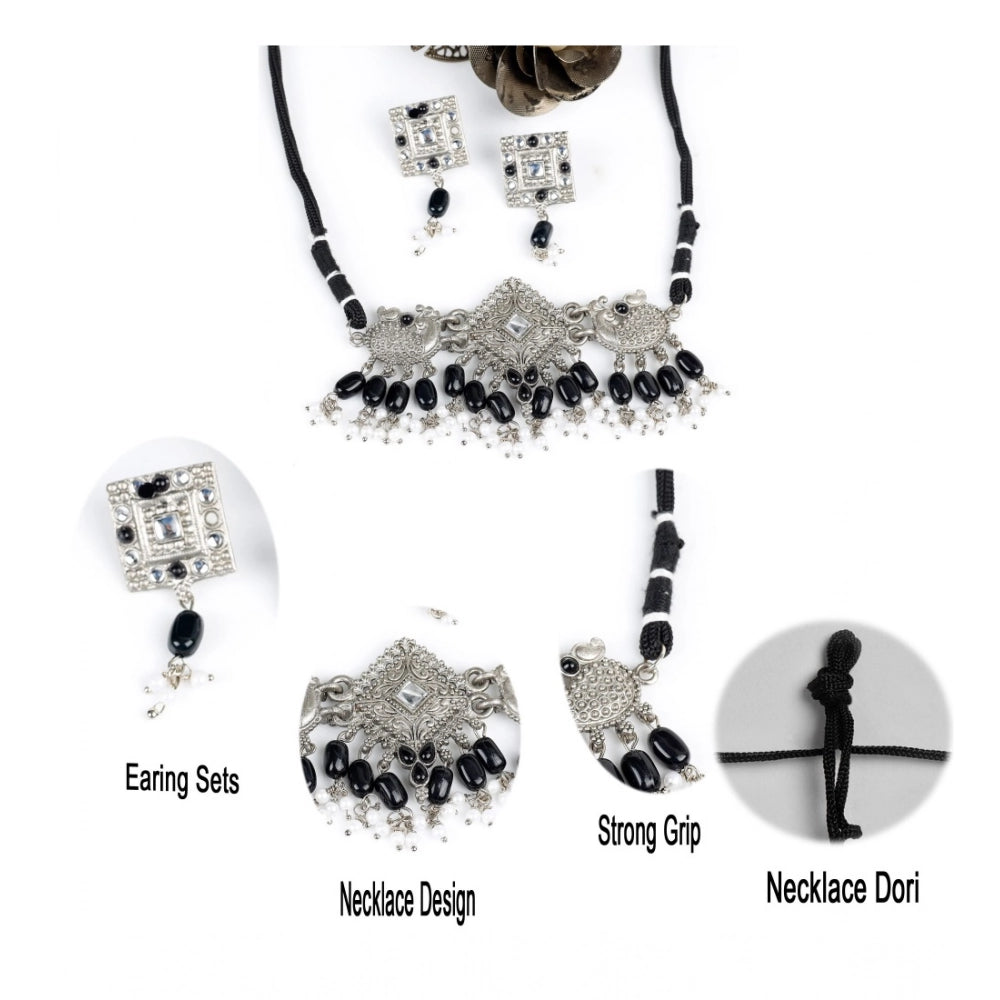 Rose Gold Plated Alloy Necklace & Earrings Set (Silver) – Design 04