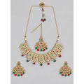 Rose Gold Plated Alloy Necklace & Earrings Set (Light Green) – Design 02