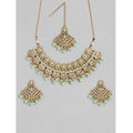 Rose Gold Plated Alloy Necklace & Earrings Set (Light Green) – Design 01