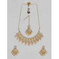 Rose Gold Plated Alloy Necklace & Earrings Set (Pink)