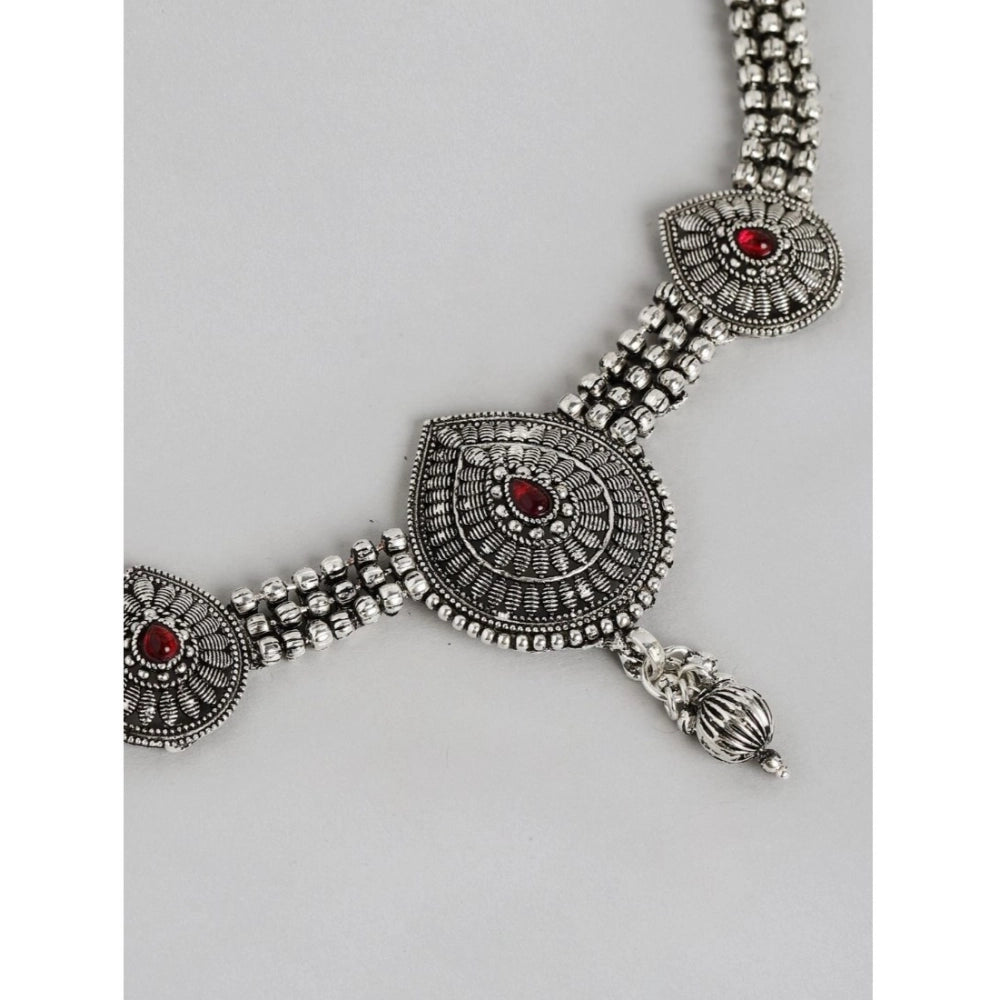Rose Gold Plated Alloy Necklace & Earrings Set (Silver) – Design 03