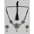 Rose Gold Plated Alloy Necklace & Earrings Set (Silver) – Design 01