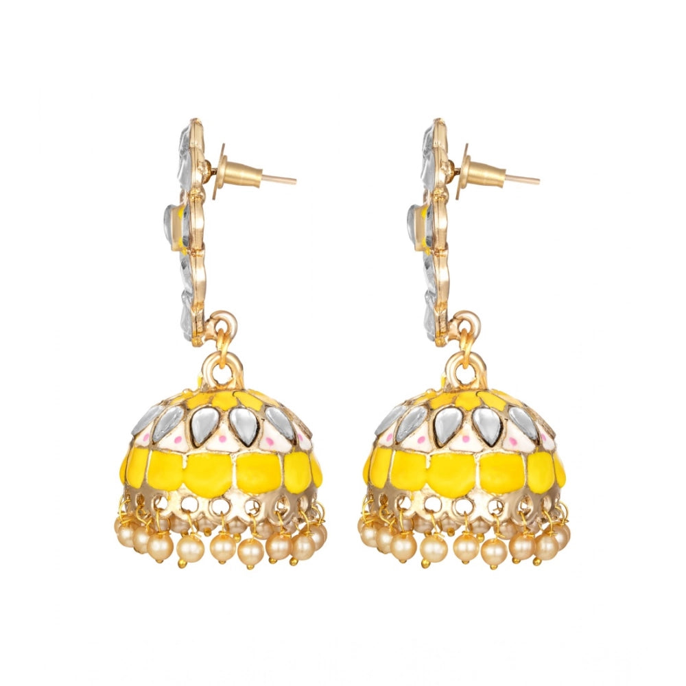 Rose Gold Plated Alloy Earrings (Yellow) – Design 01