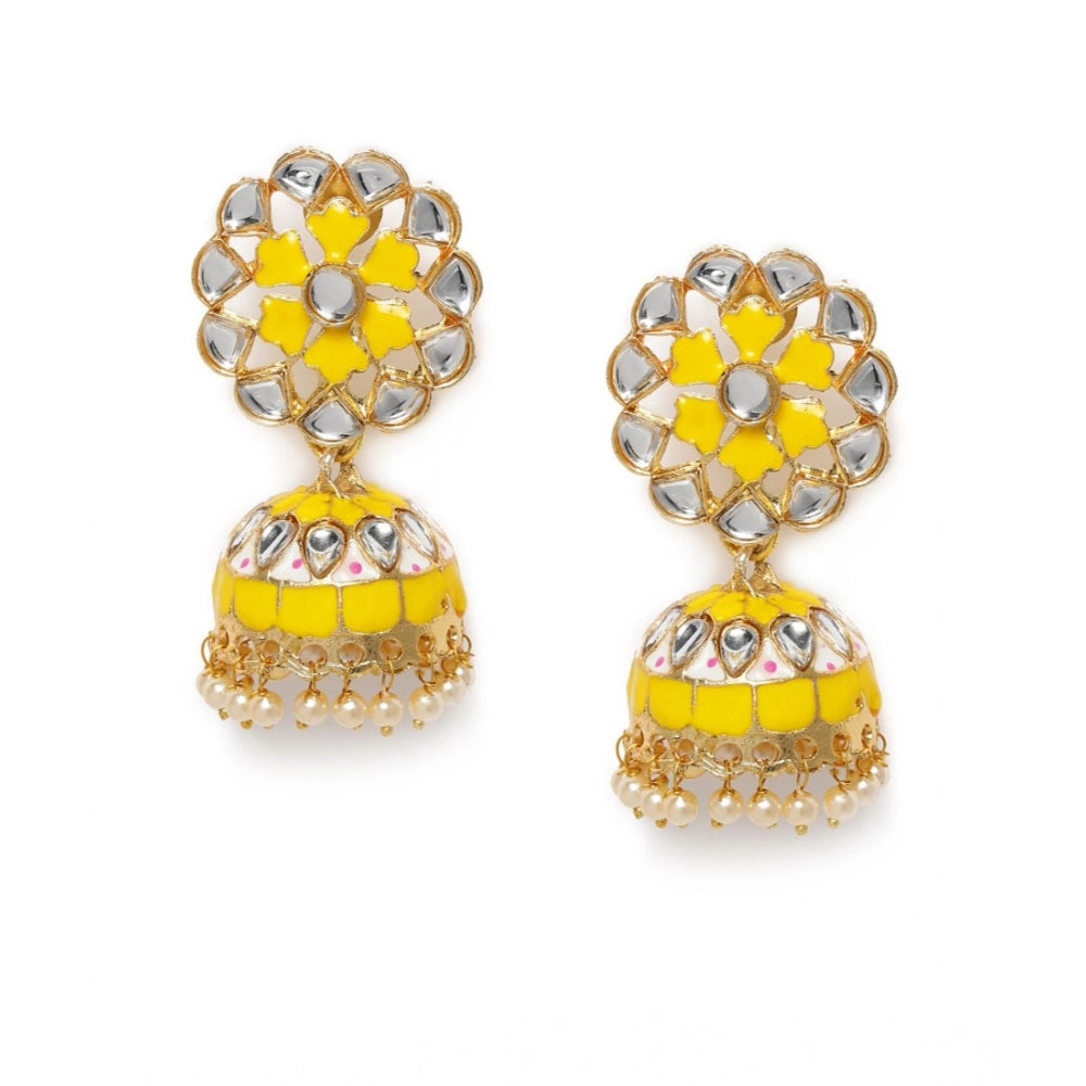 Rose Gold Plated Alloy Earrings (Yellow) – Design 01