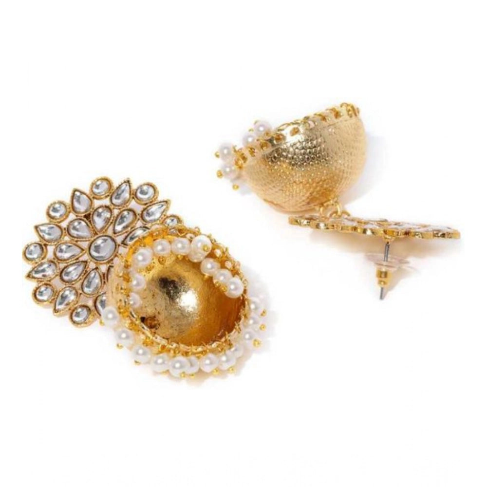 Rose Gold Plated Alloy Earrings (White)