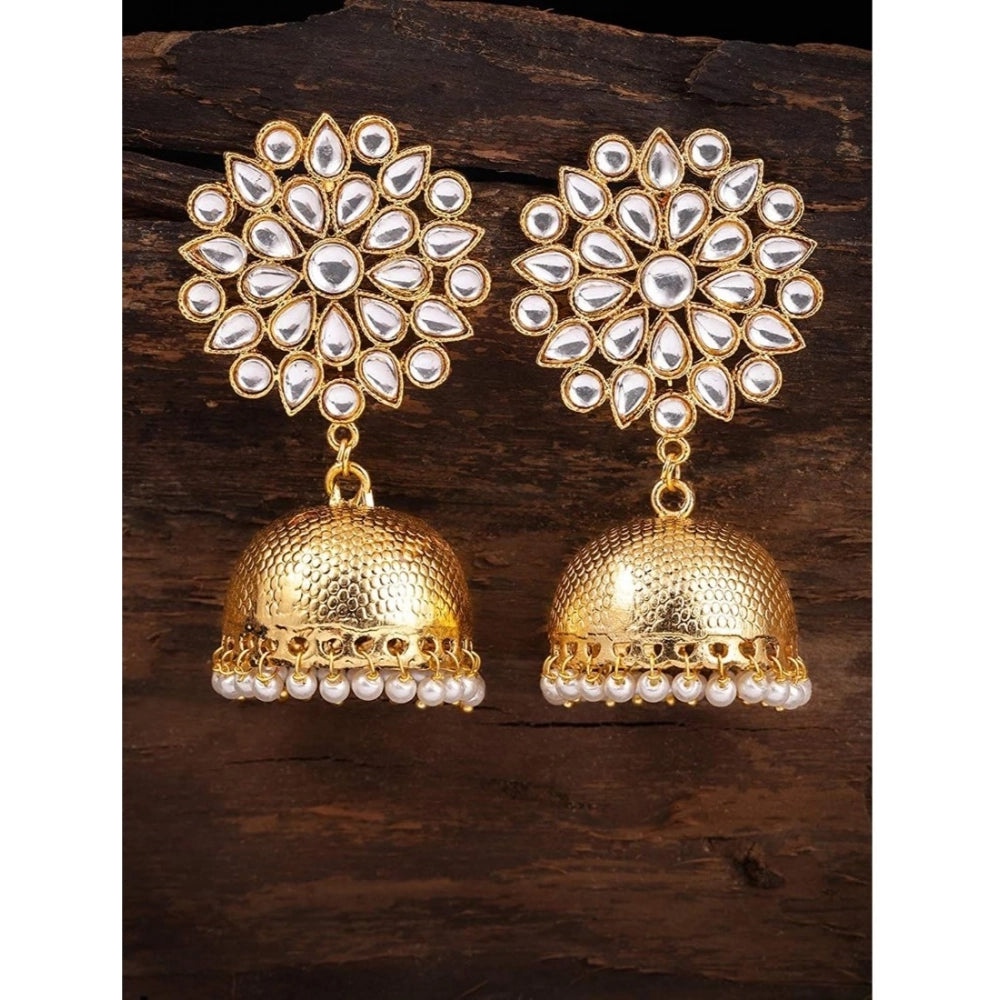 Rose Gold Plated Alloy Earrings (White)