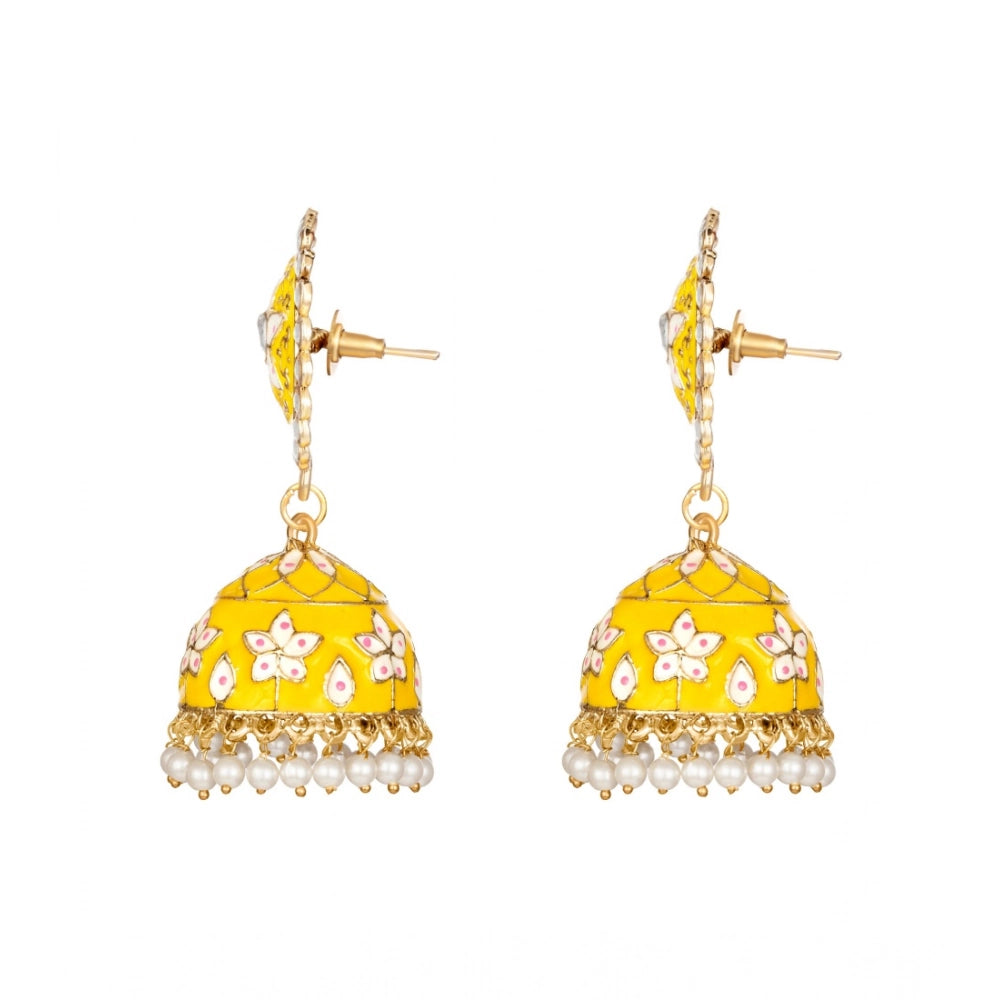 Rose Gold Plated Alloy Earrings (Yellow) – Design 02