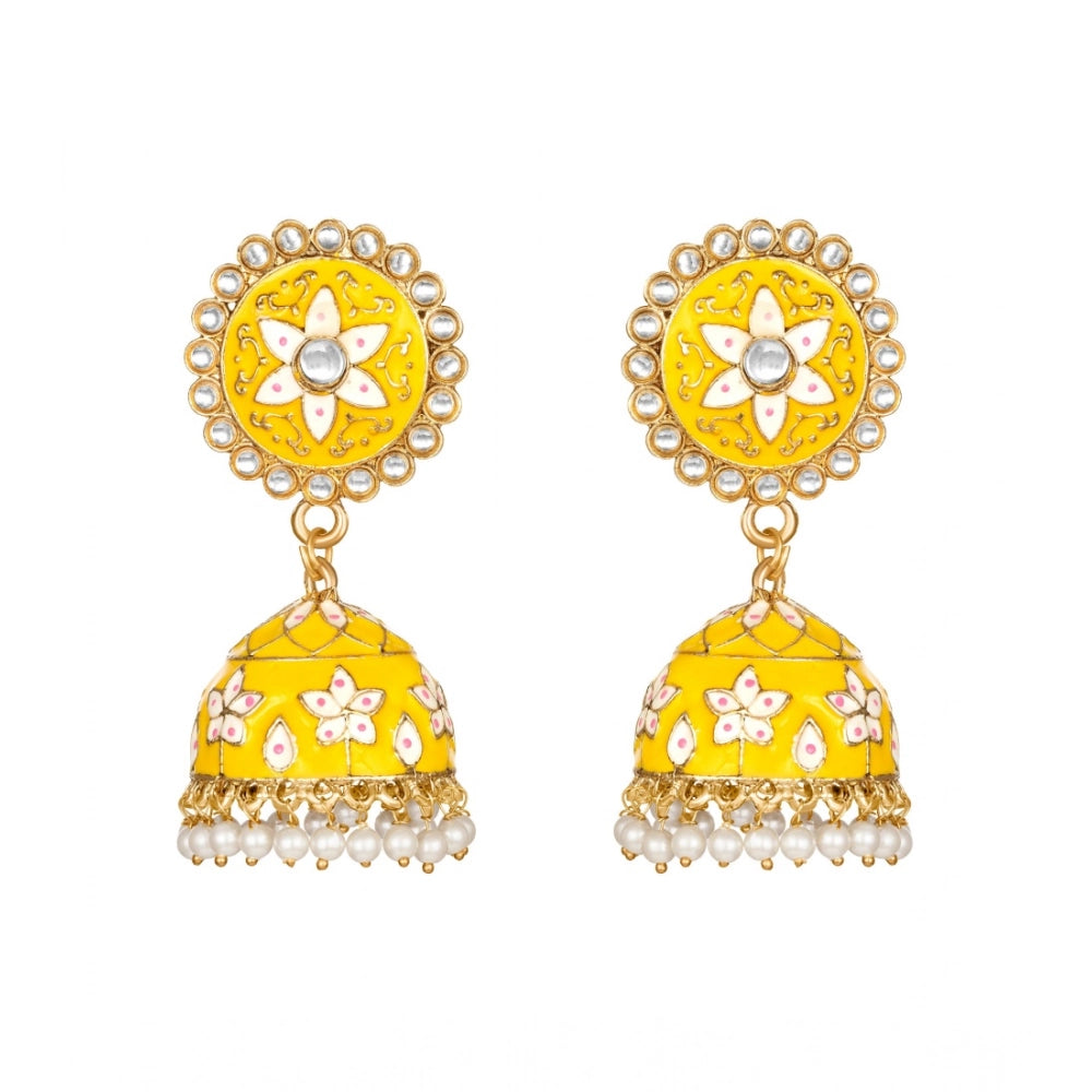 Rose Gold Plated Alloy Earrings (Yellow) – Design 02