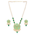 Rose Gold Plated Alloy Necklace & Earrings Set (Green) – Design 03