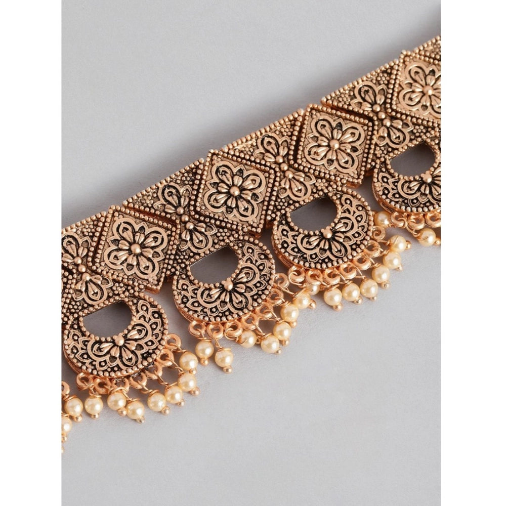 Rose Gold Plated Alloy Necklace & Earrings Set (Gold) – Design 03