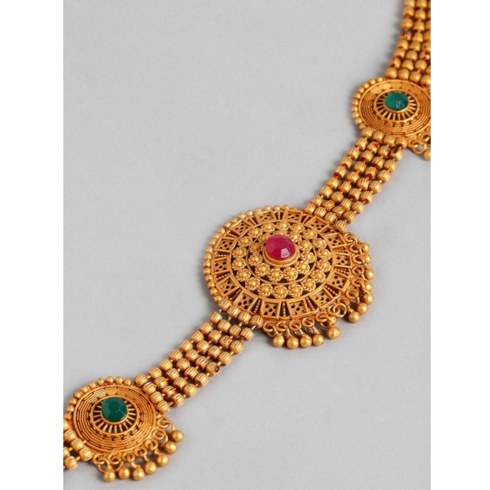 Rose Gold Plated Alloy Necklace & Earrings Set (Multicolor)
