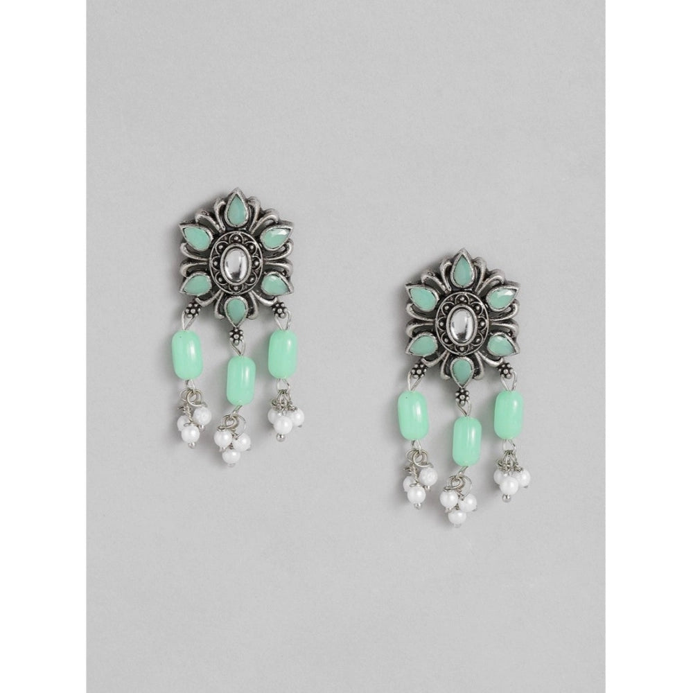 Rose Gold Plated Alloy Necklace & Earrings Set (Light Green) – Design 04