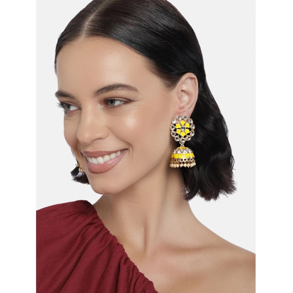 Rose Gold Plated Alloy Earrings (Yellow) – Design 01