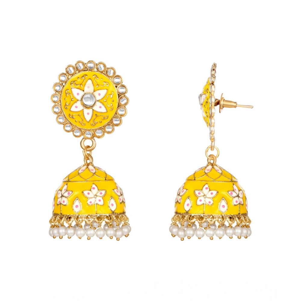 Rose Gold Plated Alloy Earrings (Yellow) – Design 02