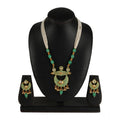 Rose Gold Plated Alloy Necklace & Earrings Set (Green) – Design 04