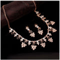 Rose Gold Plated Brass Necklace & Earrings Set (Gold)