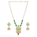 Rose Gold Plated Alloy Necklace & Earrings Set (Green) – Design 02