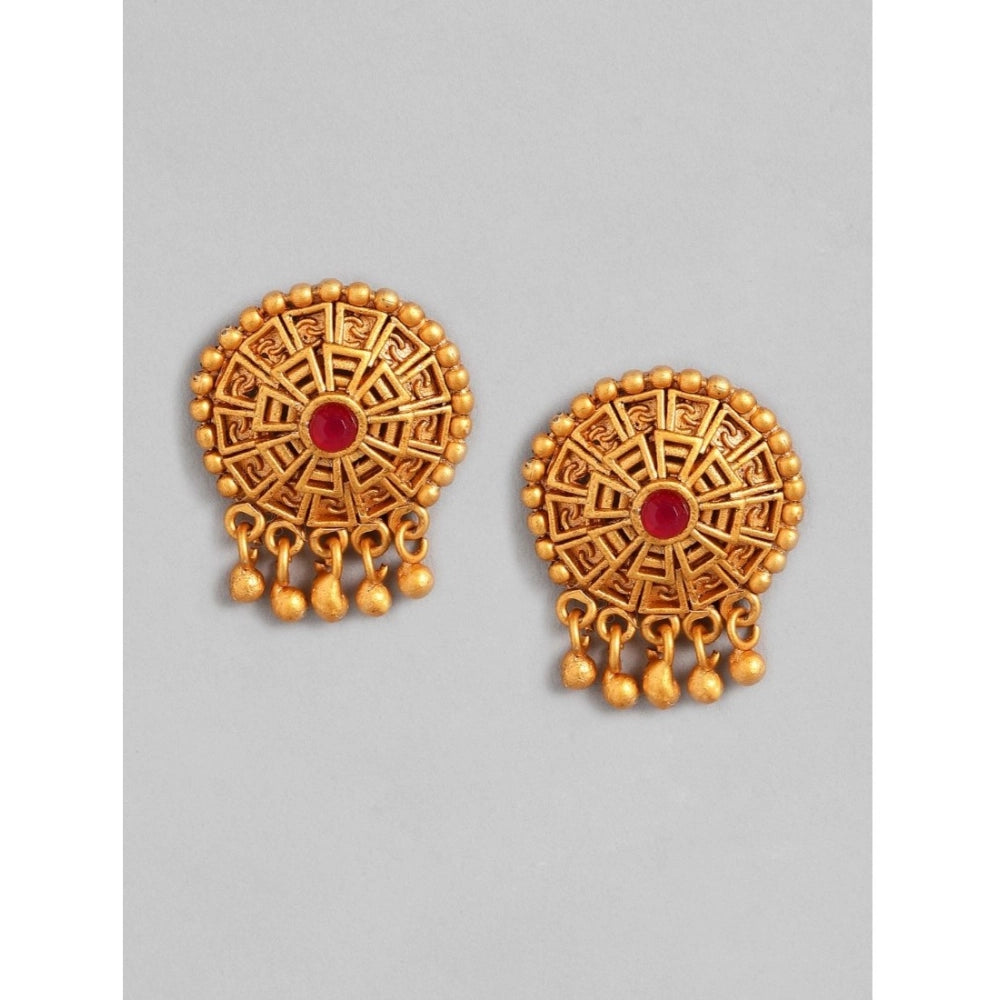 Rose Gold Plated Alloy Necklace & Earrings Set (Multicolor)