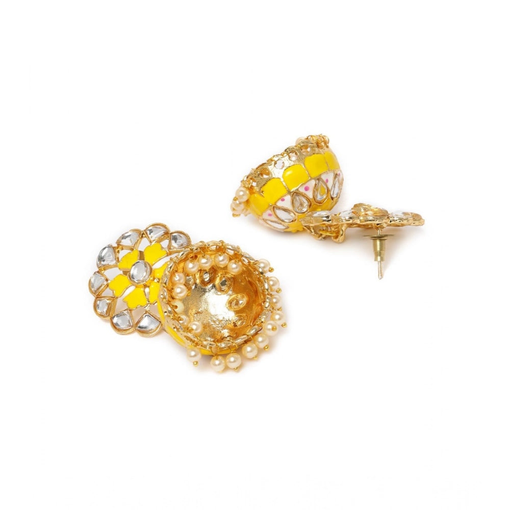Rose Gold Plated Alloy Earrings (Yellow) – Design 01