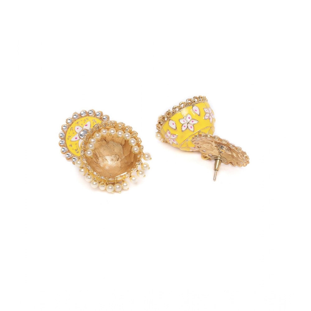 Rose Gold Plated Alloy Earrings (Yellow) – Design 02