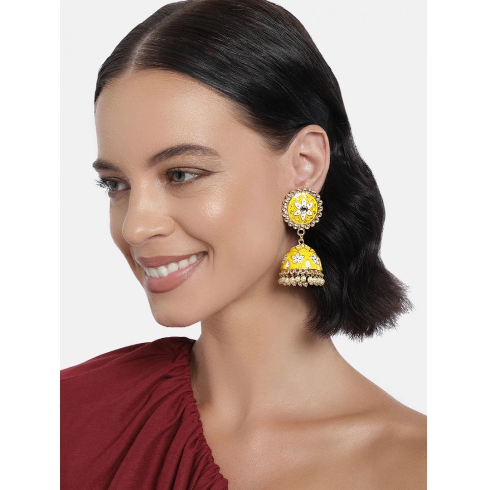 Rose Gold Plated Alloy Earrings (Yellow) – Design 02