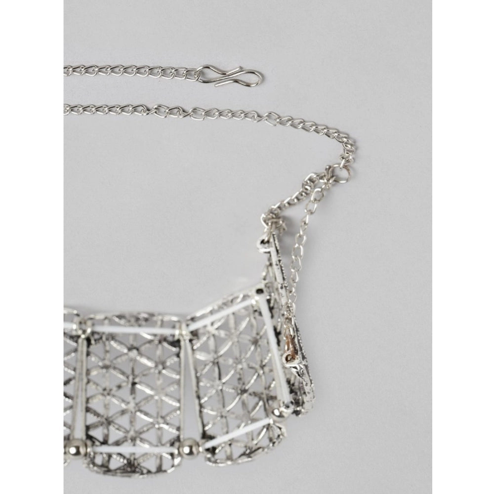 Rose Gold Plated Alloy Choker (Silver)