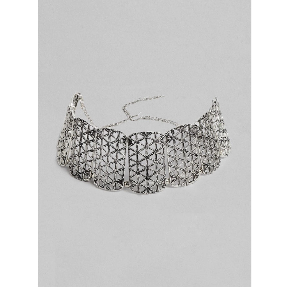 Rose Gold Plated Alloy Choker (Silver)