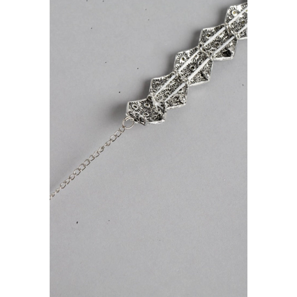 Rose Gold Plated Alloy Choker (Silver & Black)