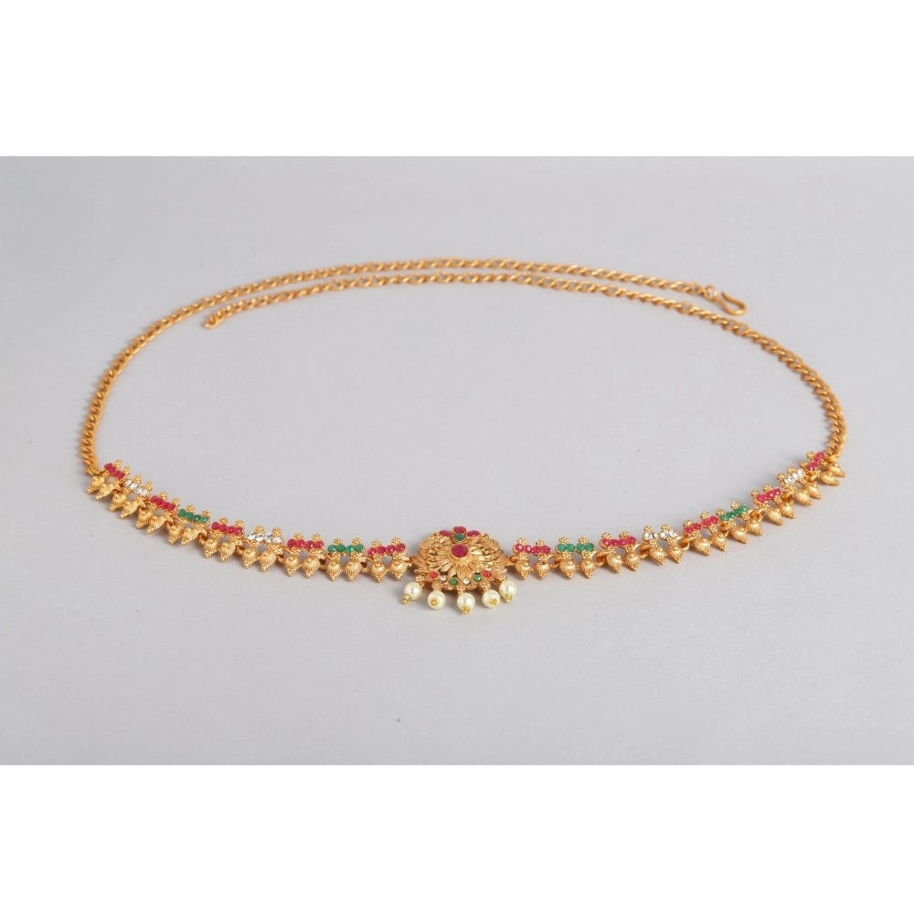 Rose Gold Plated Alloy Hip Belt Kamarband (Red & Green)