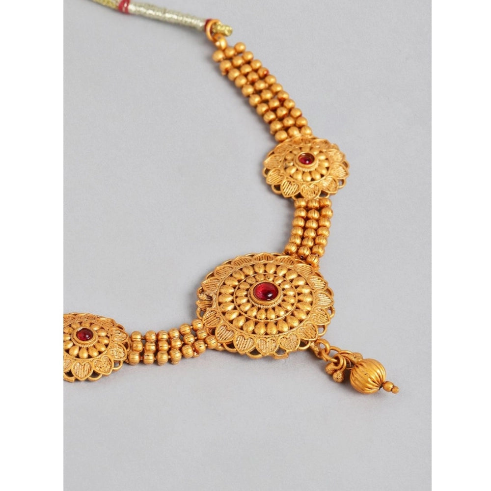Rose Gold Plated Alloy Necklace & Earrings Set (Gold) – Design 02