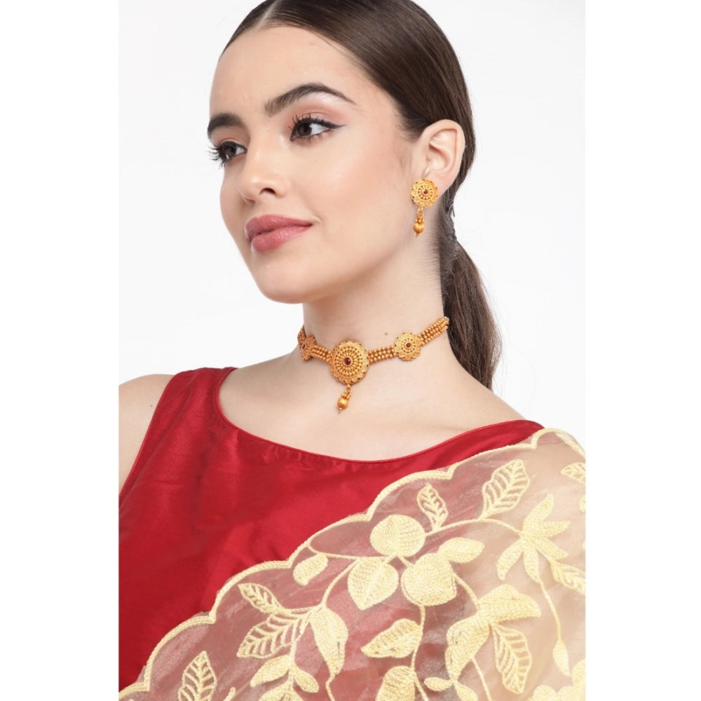 Rose Gold Plated Alloy Necklace & Earrings Set (Gold) – Design 02
