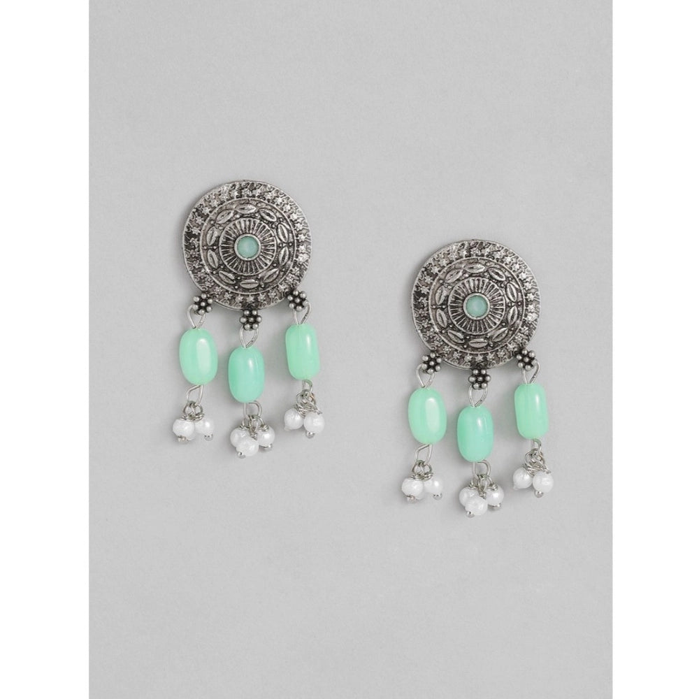 Rose Gold Plated Alloy Necklace & Earrings Set (Light Green) – Design 03