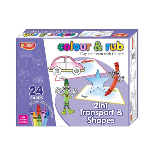 2 in 1 Transport - Shapes Color And Rub With 24 Cards – 3+ Years