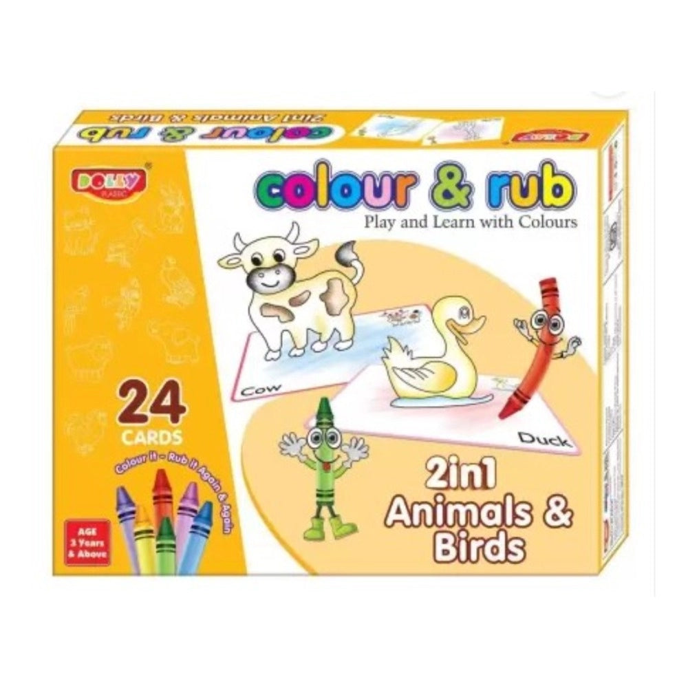 2 in 1 Animals - Birds Color And Rub With 24 Cards – 3+ Years