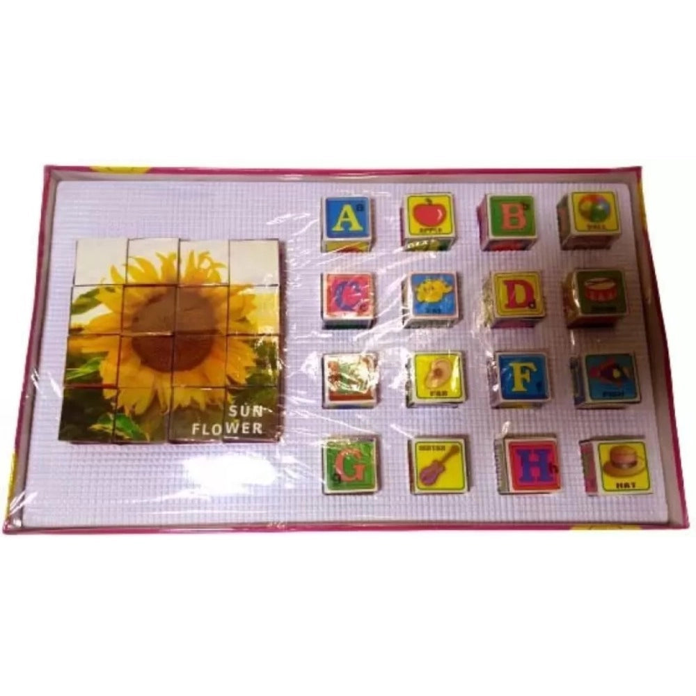 2 In 1 Sun Flower Puzzle And Blocks – 3+ Years