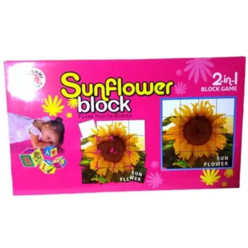 2 In 1 Sun Flower Puzzle And Blocks – 3+ Years
