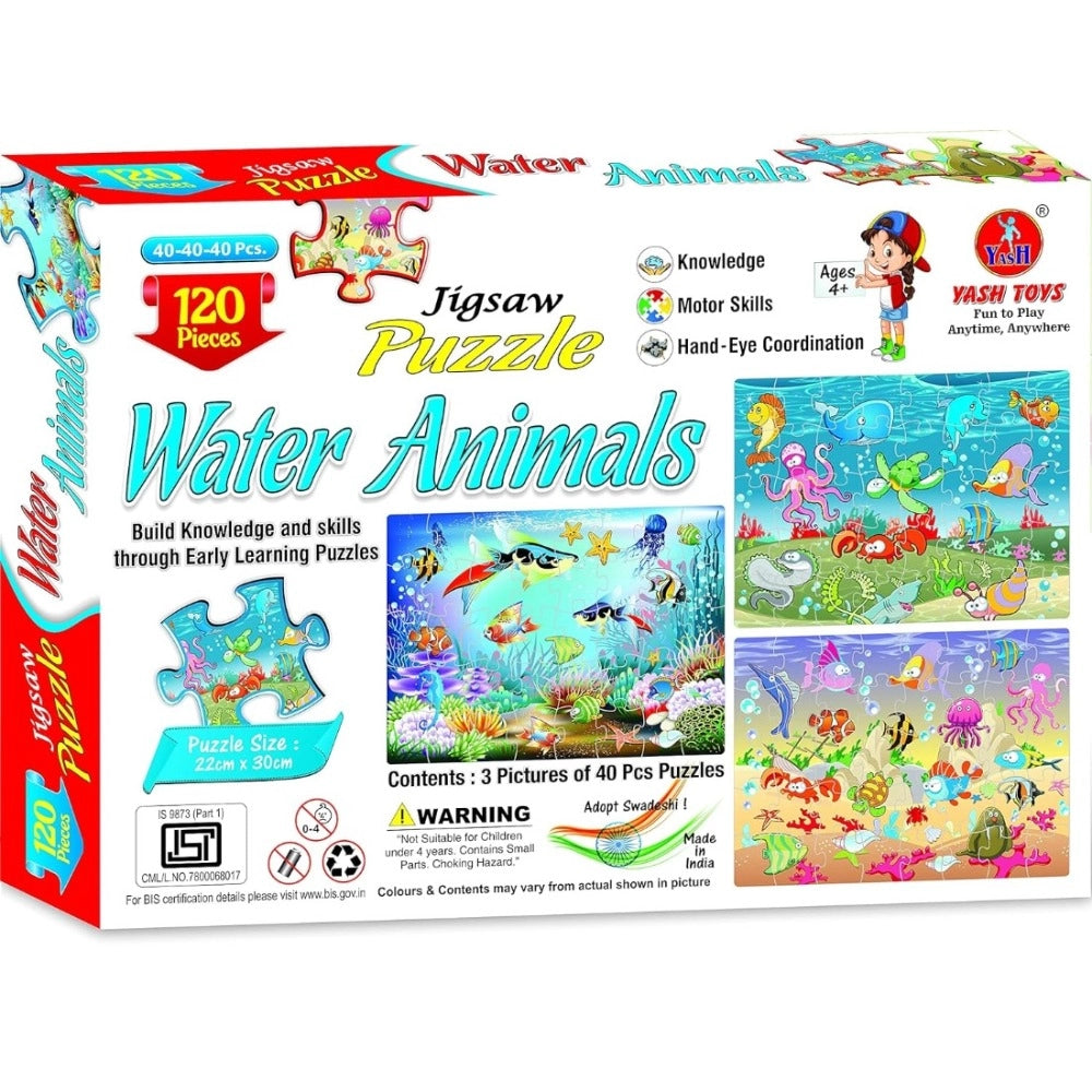 120-Piece Jigsaw Puzzle Water Animals Set – 4+ Years