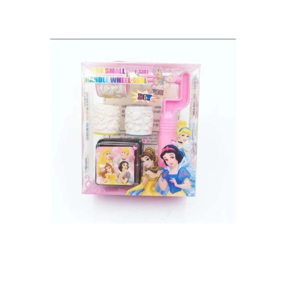 Pack of 2 Roller Seal Stamp with Ink pad For DIY Kids Handle Rubber Stamp – 3+ Years