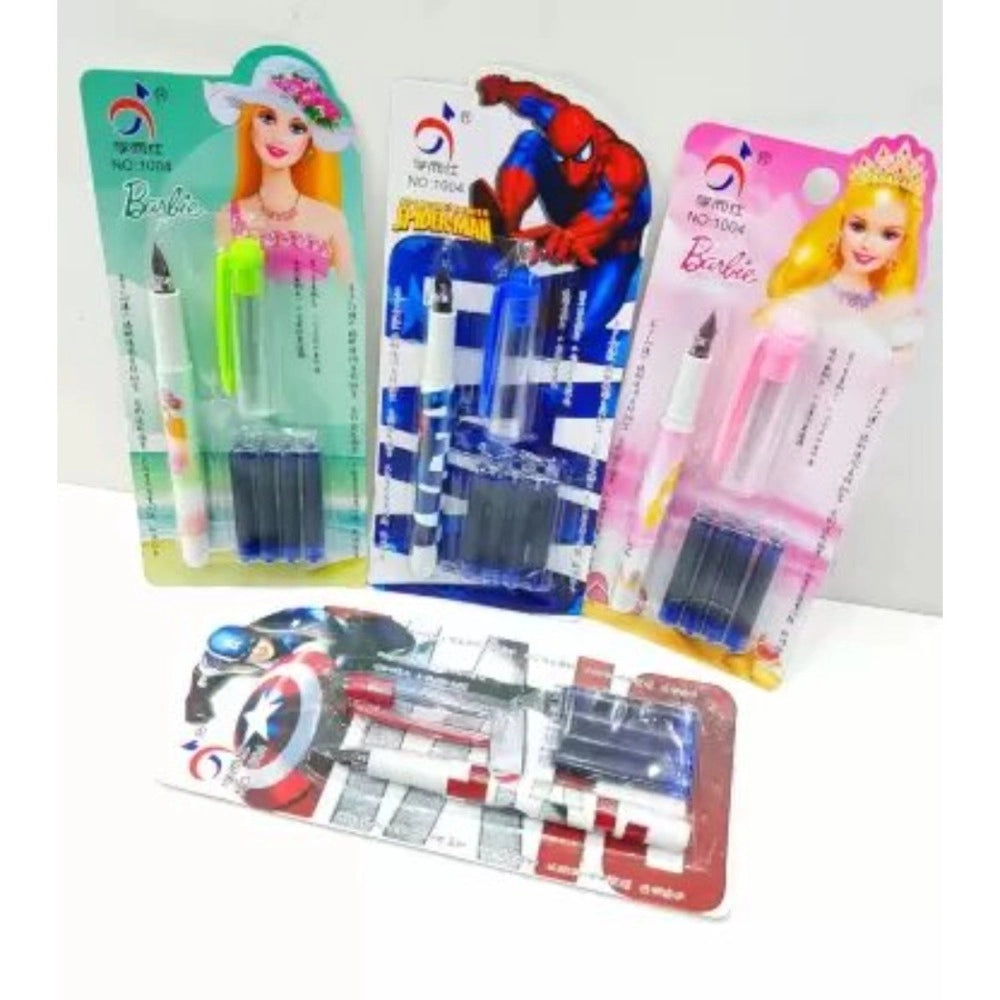 Pack of 4 Fountain pen with four Blue Ink Cartridges – 5+ Years