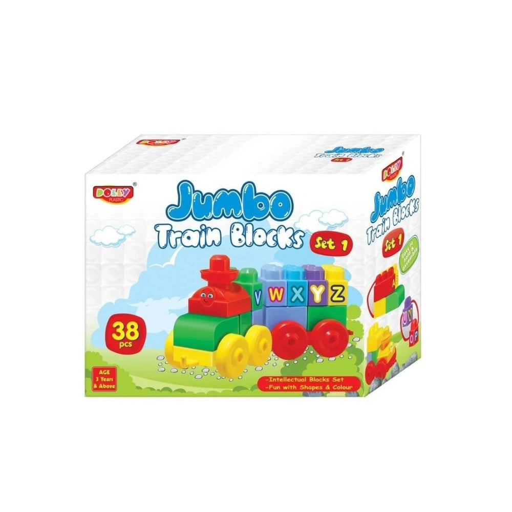 38-Piece Set Jumbo Train Blocks – 3+ Years