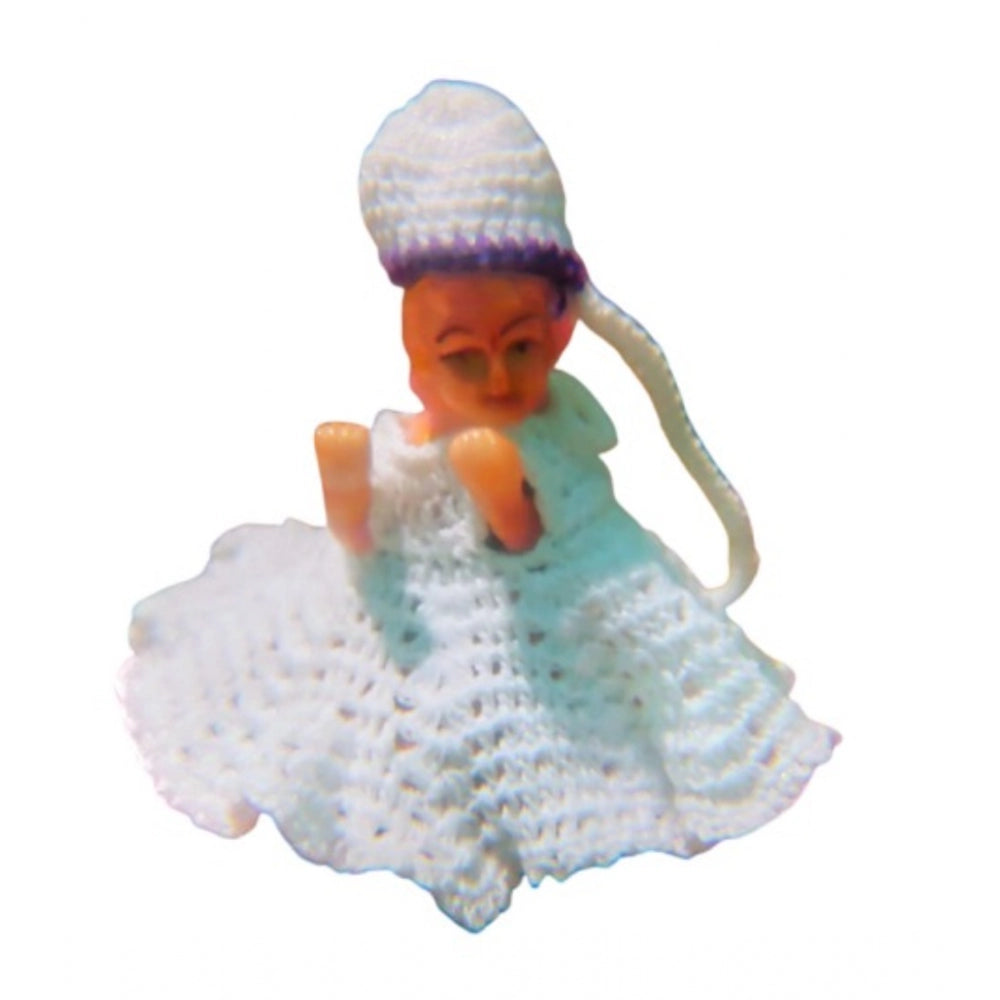 Laddu Gopal Tharad Dress Size: 0 To 6 (White-Lavender) – Design 01