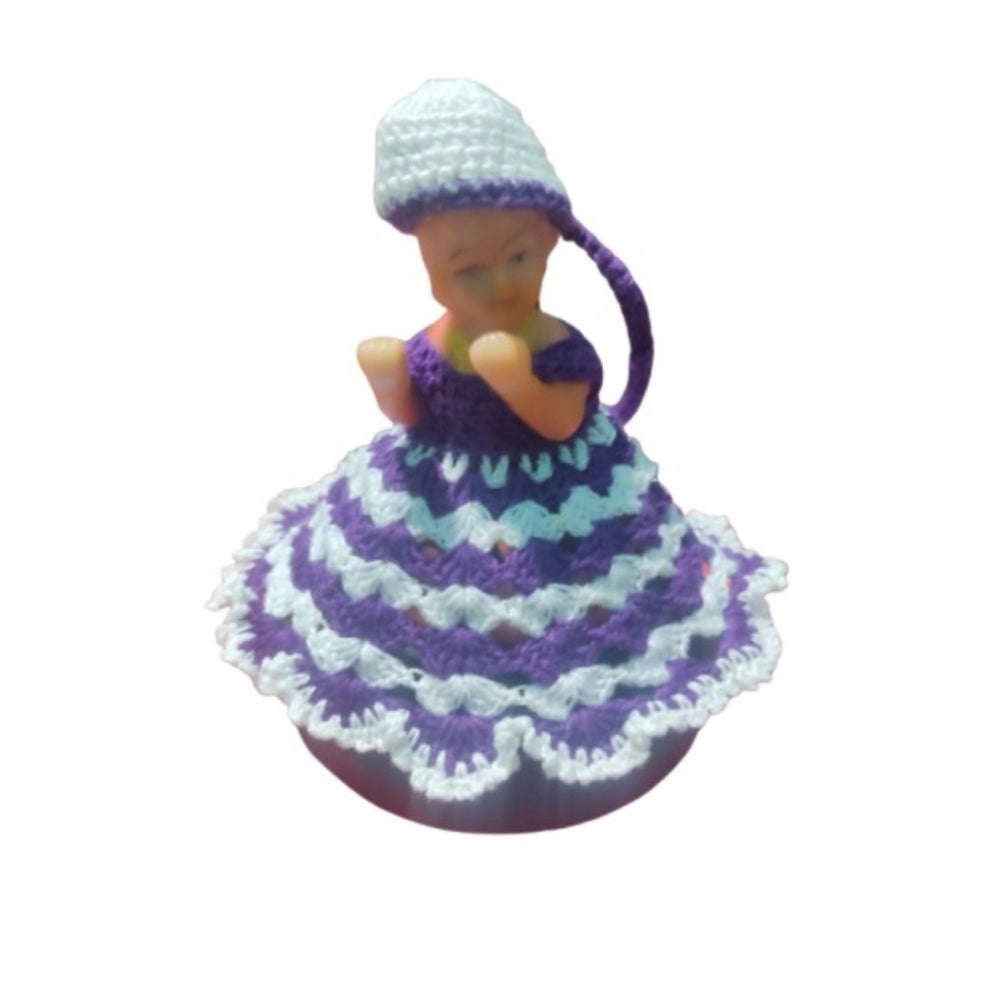 Laddu Gopal Tharad Dress Size: 0 To 6 (White-Lavender) – Design 02