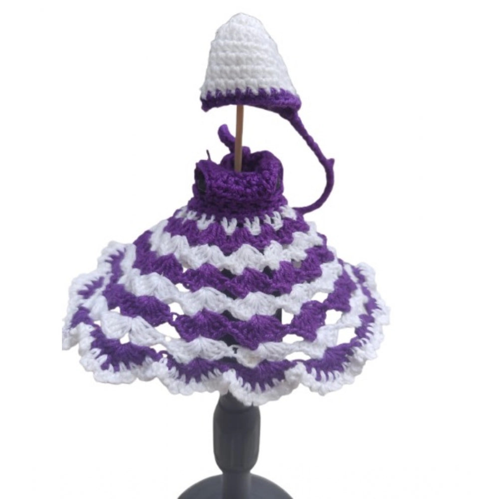 Laddu Gopal Tharad Dress Size: 0 To 6 (White-Lavender) – Design 02